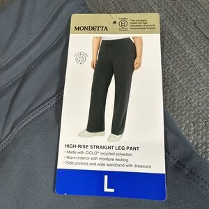 Mondetta Ladies Pull-On High rise Straight Leg Pant, Gray Large NWT